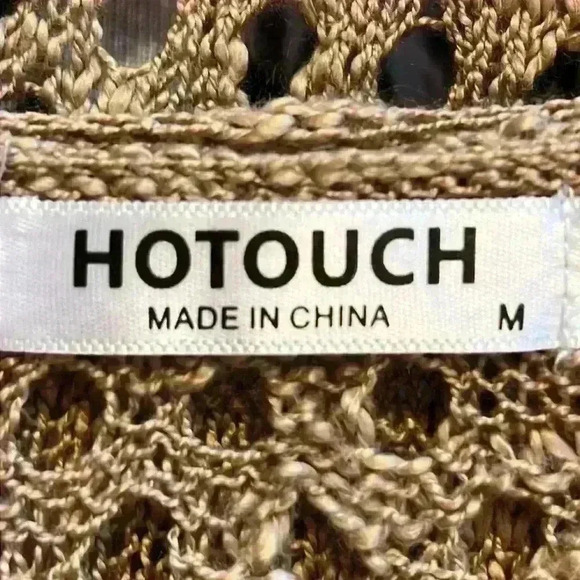 Hot Touch Cardigan Women's Medium Open Knit Camel Color - Picture 3 of 7